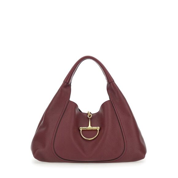 GUCCI Handbags - Gucci Women Bordeaux Shoulder Bag With Horsebit Closure In Grained Leather Woman